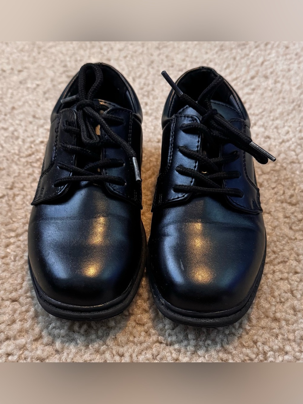 Kids Black Lace-Up Dress Shoes